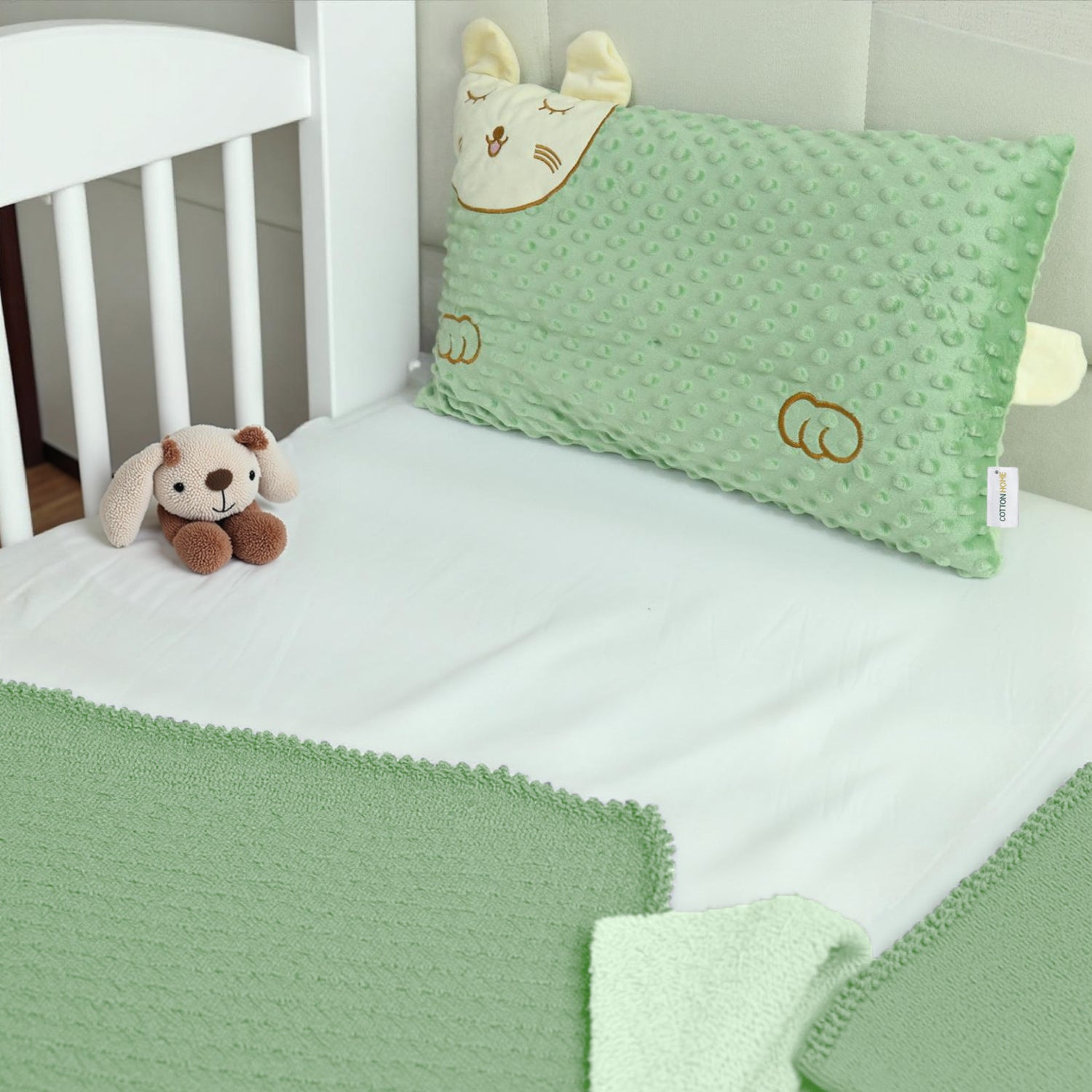 Skin Friendly Velvet Kids Pillow Green