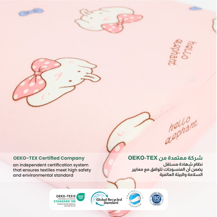 Kids Memory Foam Pillow with Breathable Pink Cover Soft & Ergonomic Support 38x27cm