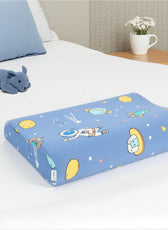Kids Memory Foam Pillow with Breathable Blue Cover Soft & Ergonomic Support 38x27cm