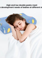 Kids Memory Foam Pillow with Breathable Blue Cover Soft & Ergonomic Support 38x27cm