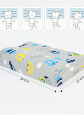 Kids Memory Foam Pillow with Breathable Grey Cover Soft & Ergonomic Support 38x27cm