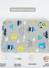 Kids Memory Foam Pillow with Breathable Grey Cover Soft & Ergonomic Support 38x27cm