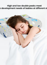 Kids Memory Foam Pillow with Breathable Grey Cover Soft & Ergonomic Support 38x27cm