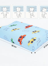 Kids Memory Foam Pillow with Breathable Light Blue Cover Soft & Ergonomic Support 38x27cm