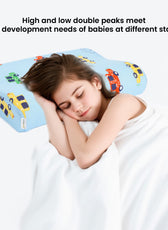 Kids Memory Foam Pillow with Breathable Light Blue Cover Soft & Ergonomic Support 38x27cm