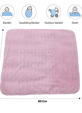 Baby Breathable Swaddle Blanket – Ultra Soft, Lightweight & Cozy Plush with Embossed Hearts, 90x80cm Pink