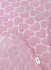 Baby Breathable Swaddle Blanket – Ultra Soft, Lightweight & Cozy Plush with Embossed Hearts, 90x80cm Pink