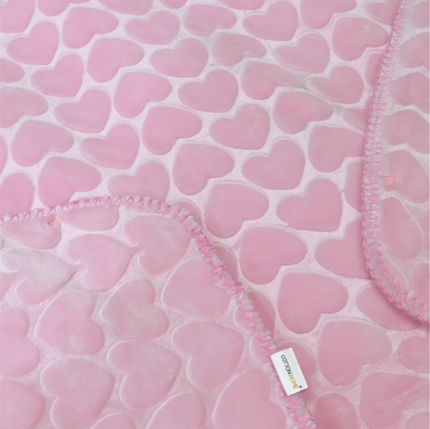 Baby Breathable Swaddle Blanket – Ultra Soft, Lightweight & Cozy Plush with Embossed Hearts, 90x80cm Pink
