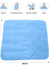 Baby Breathable Swaddle Blanket – Ultra Soft, Lightweight & Cozy Plush with Embossed Hearts, 90x80cm Blue
