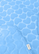 Baby Breathable Swaddle Blanket – Ultra Soft, Lightweight & Cozy Plush with Embossed Hearts, 90x80cm Blue