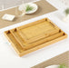 Bamboo Serving Tray Set of 3 Rectangular Wooden Trays with Handles - Cotton Home