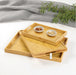Bamboo Serving Tray Set of 3 Rectangular Wooden Trays with Handles - Cotton Home