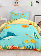 Kids Duvet Cover Set 3 Pcs - Aqua Print | 135x220cm | Microfiber | Cotton Home - Cotton Home