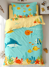 Kids Duvet Cover Set 3 Pcs - Aqua Print | 135x220cm | Microfiber | Cotton Home - Cotton Home