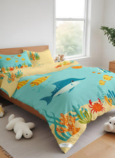 Kids Duvet Cover Set - 4 Pc - Aqua Print 160x220cm | Cotton Home - Cotton Home