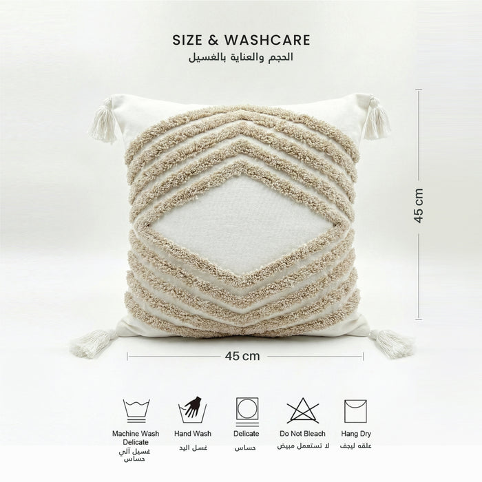 Boho Handcrafted Throw Pillow 45x45cm Geometric Embroidery Cushion with Arrow Design