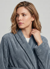 AURA Premium Cotton Bathrobe Thick & Absorbent - Grey Blue