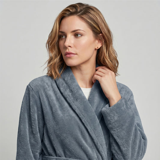 Aura Premium Cotton Bathrobe Thick & Absorbent - Grey Blue
