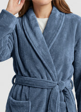 AURA Premium Cotton Bathrobe Thick & Absorbent - Grey Blue