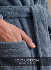 AURA Premium Cotton Bathrobe Thick & Absorbent - Grey Blue