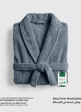 AURA Premium Cotton Bathrobe Thick & Absorbent - Grey Blue