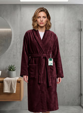 Aura Premium Cotton Bathrobe Thick & Absorbent - Burgundy