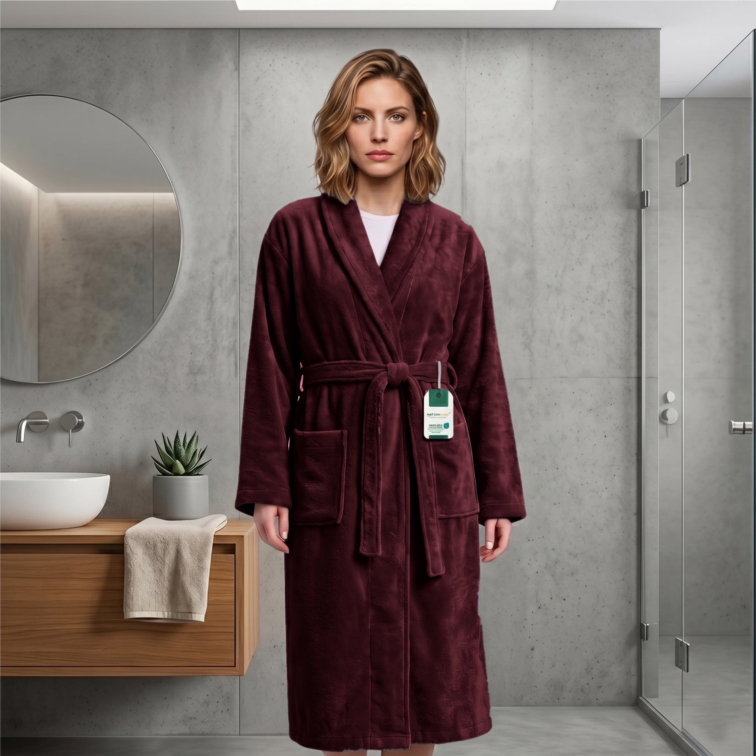 Aura Premium Cotton Bathrobe Thick & Absorbent - Burgundy