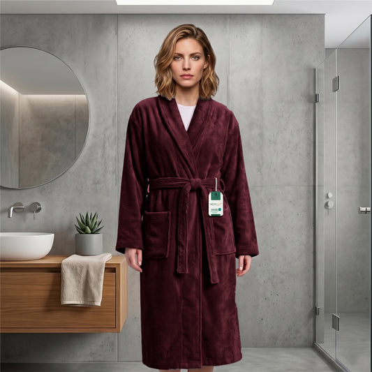 Aura Premium Cotton Bathrobe Thick & Absorbent - Burgundy