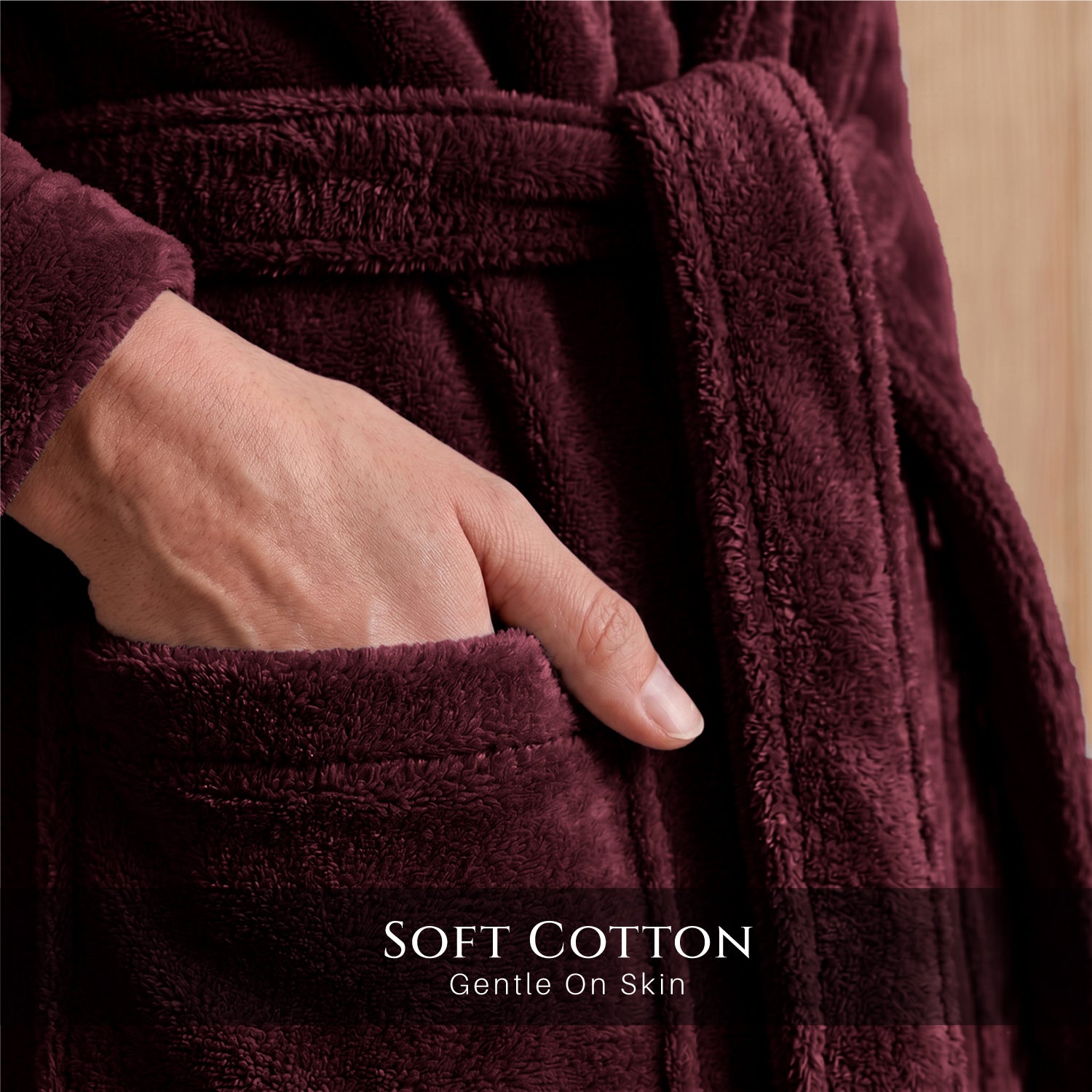 Aura Premium Cotton Bathrobe Thick & Absorbent - Burgundy