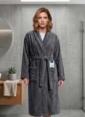 AURA Premium Cotton Bathrobe Thick & Absorbent - Dark Grey