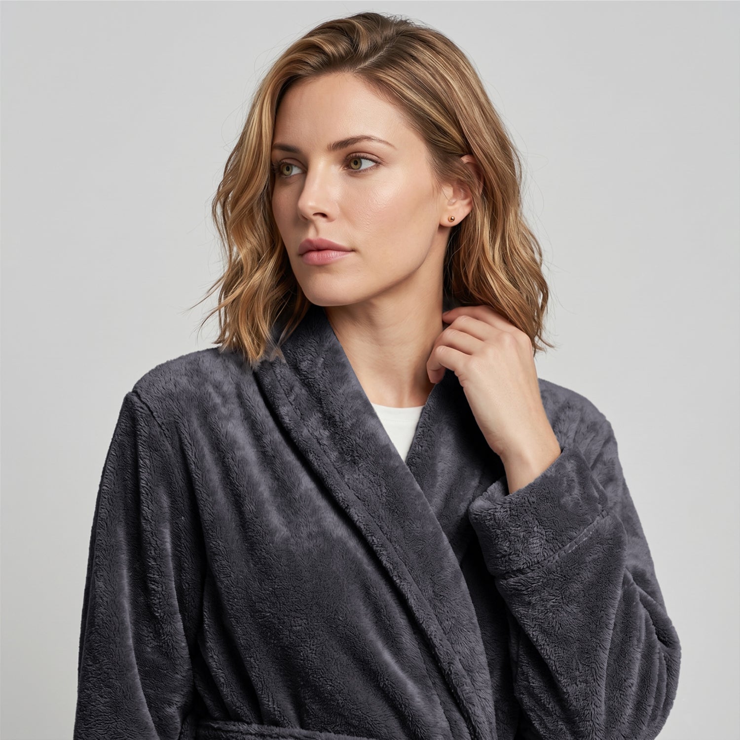 AURA Premium Cotton Bathrobe Thick & Absorbent - Dark Grey