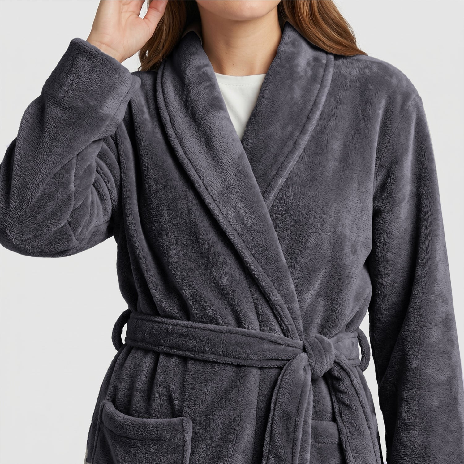 AURA Premium Cotton Bathrobe Thick & Absorbent - Dark Grey