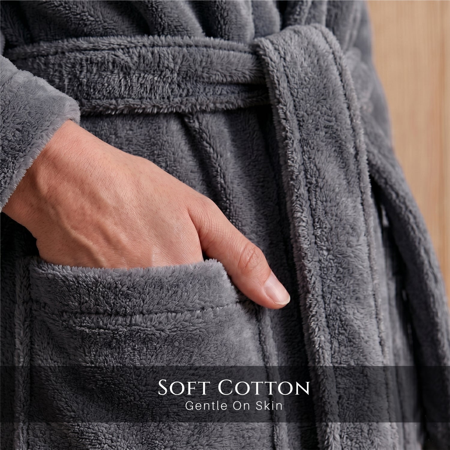 AURA Premium Cotton Bathrobe Thick & Absorbent - Dark Grey