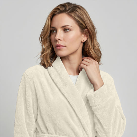 Aura Premium Cotton Bathrobe Thick & Absorbent - Ivory