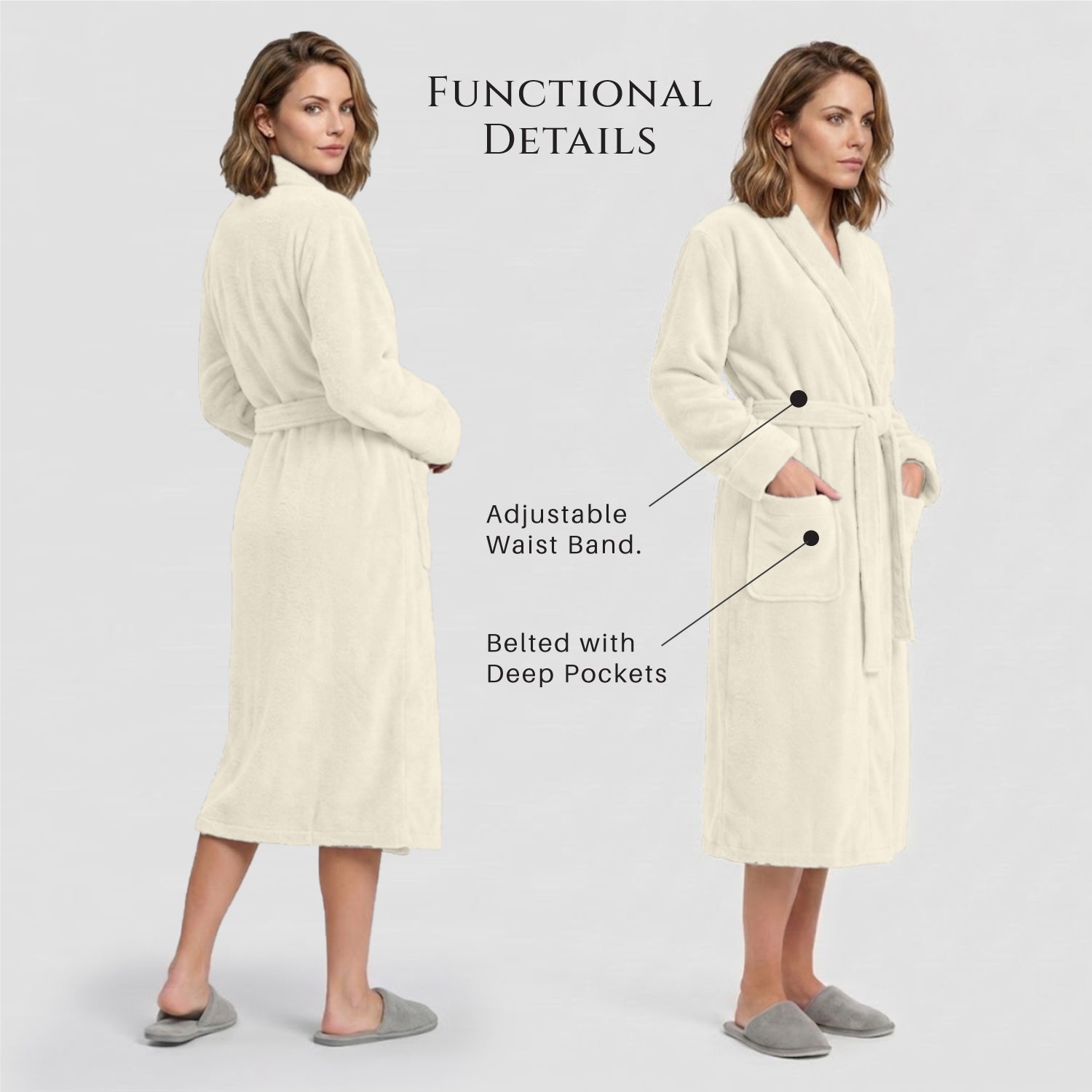 Aura Premium Cotton Bathrobe Thick & Absorbent - Ivory
