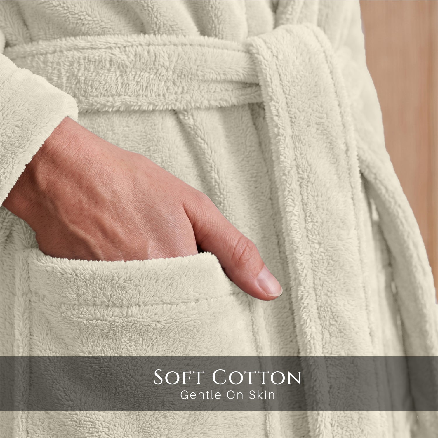 Aura Premium Cotton Bathrobe Thick & Absorbent - Ivory