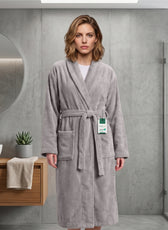 AURA Premium Cotton Bathrobe Thick & Absorbent - Light Grey