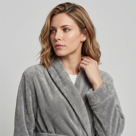 Aura Premium Cotton Bathrobe Thick & Absorbent - Light Grey