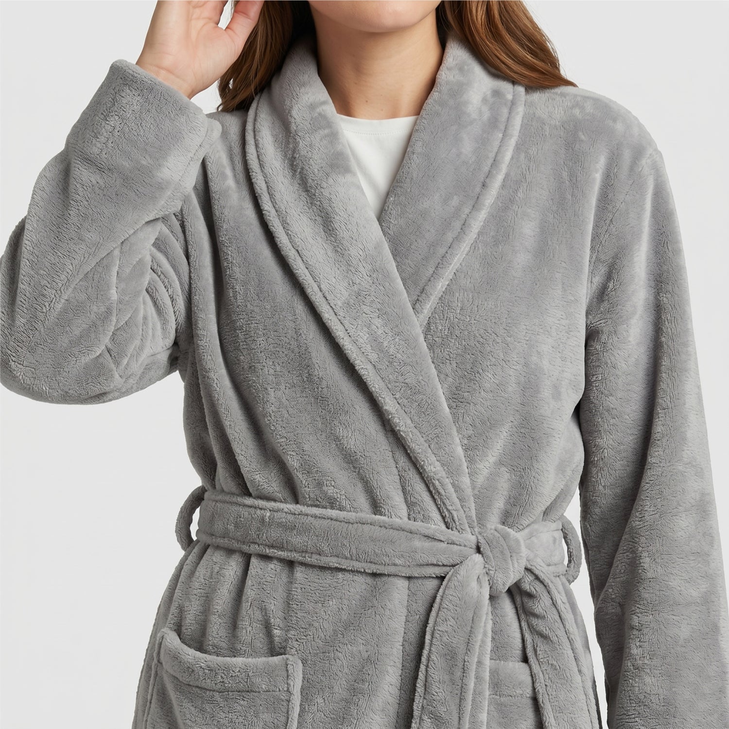 AURA Premium Cotton Bathrobe Thick & Absorbent - Light Grey