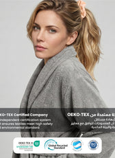 AURA Premium Cotton Bathrobe Thick & Absorbent - Light Grey
