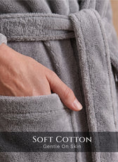 AURA Premium Cotton Bathrobe Thick & Absorbent - Light Grey
