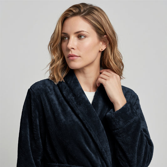 Aura Premium Cotton Bathrobe Thick & Absorbent - Navy Blue