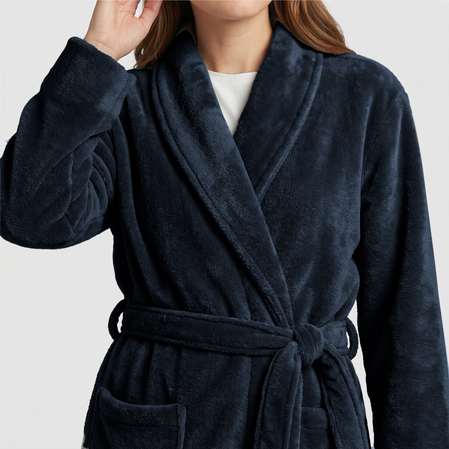 AURA Premium Cotton Bathrobe Thick & Absorbent - Navy Blue