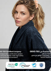 AURA Premium Cotton Bathrobe Thick & Absorbent - Navy Blue