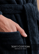 AURA Premium Cotton Bathrobe Thick & Absorbent - Navy Blue