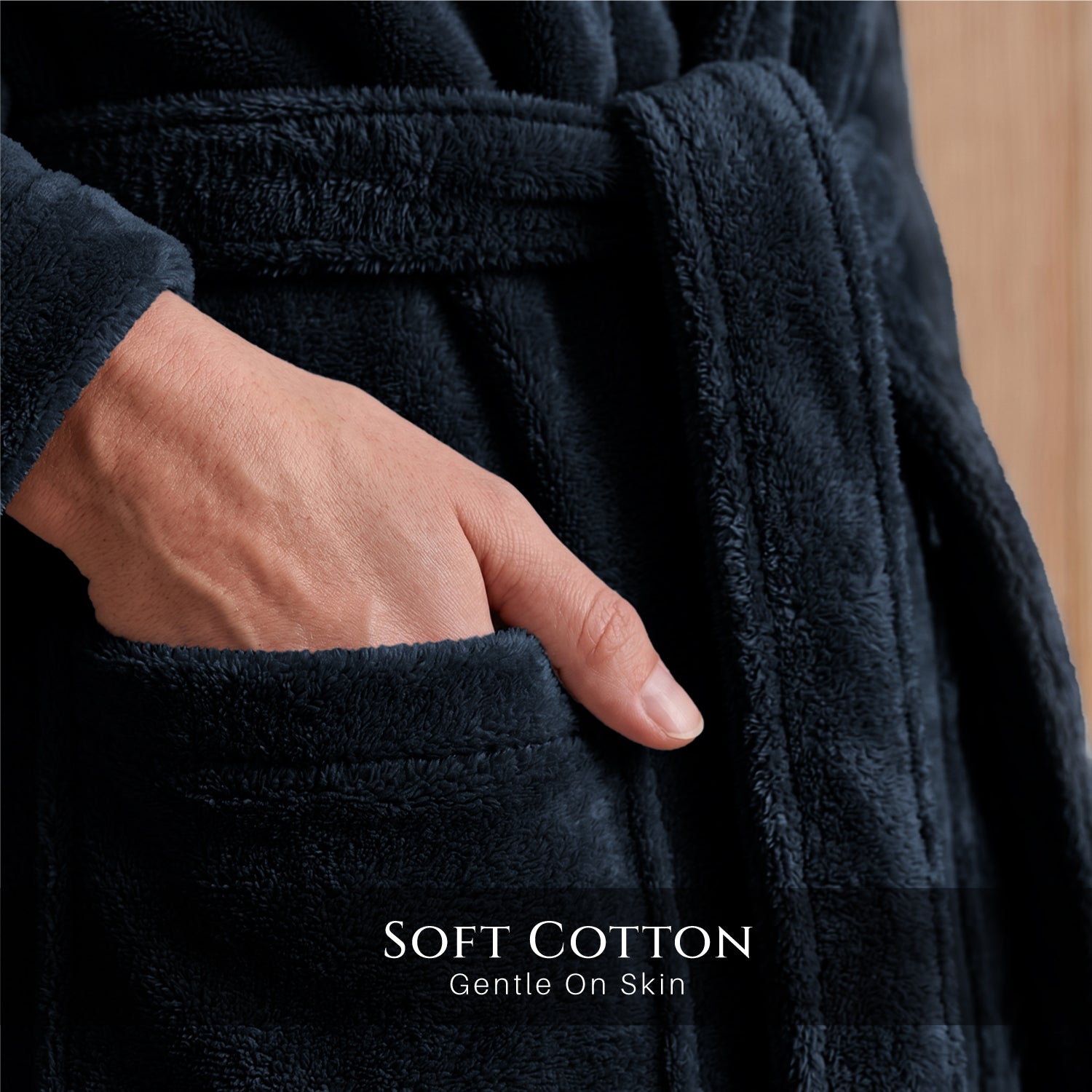 AURA Premium Cotton Bathrobe Thick & Absorbent - Navy Blue