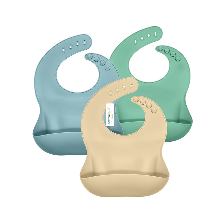 Adorable Silicone Baby Bibs  Set of 3 – Soft, Waterproof & Adjustable (3-72 Months)