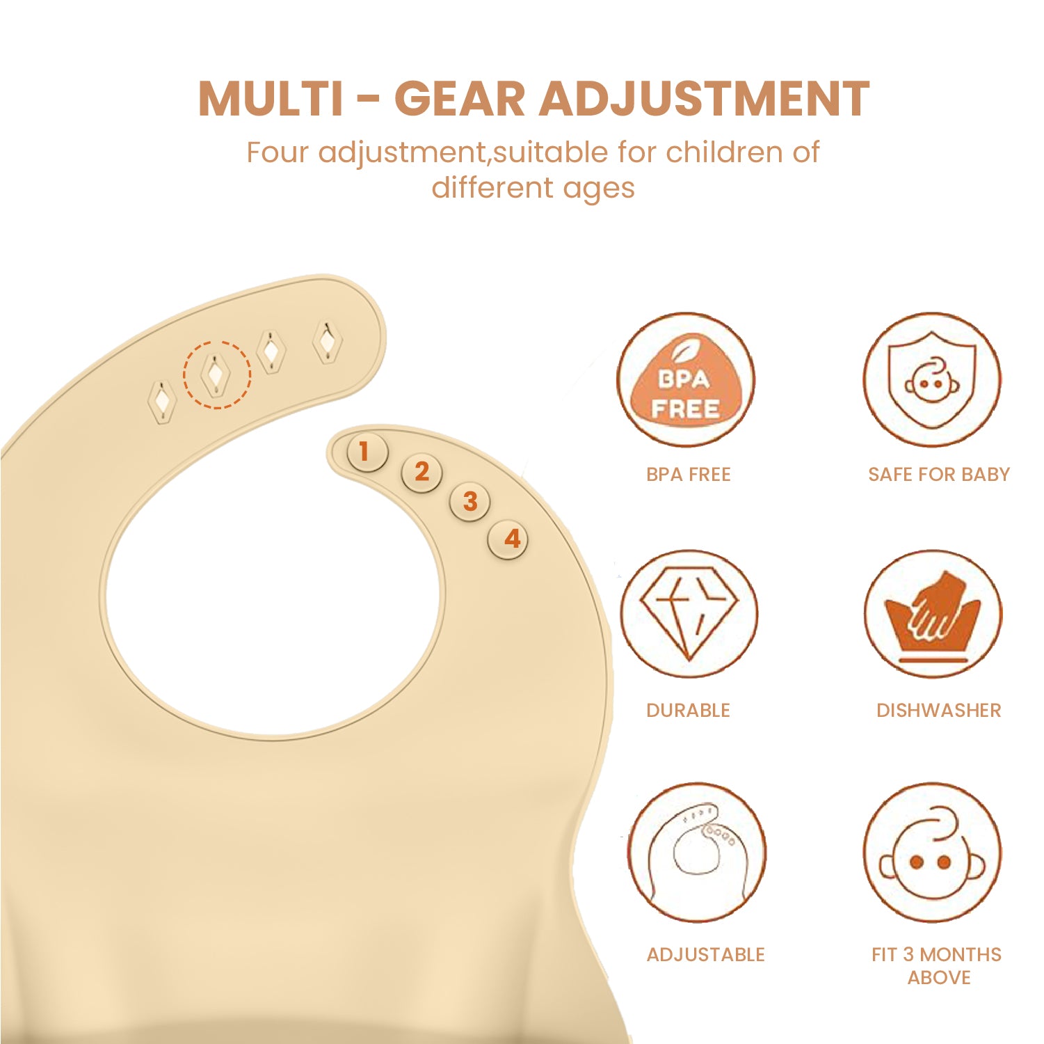 Adorable Silicone Baby Bibs  Set of 3 – Soft, Waterproof & Adjustable (3-72 Months)