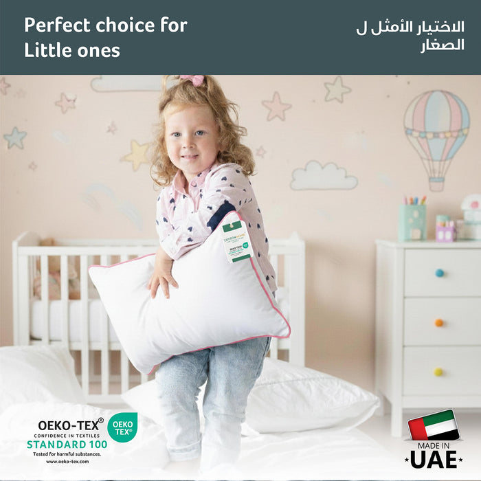 Cotton Kids Pillow 30x45cm Soft & Breathable 100% Cotton with Pink Cord