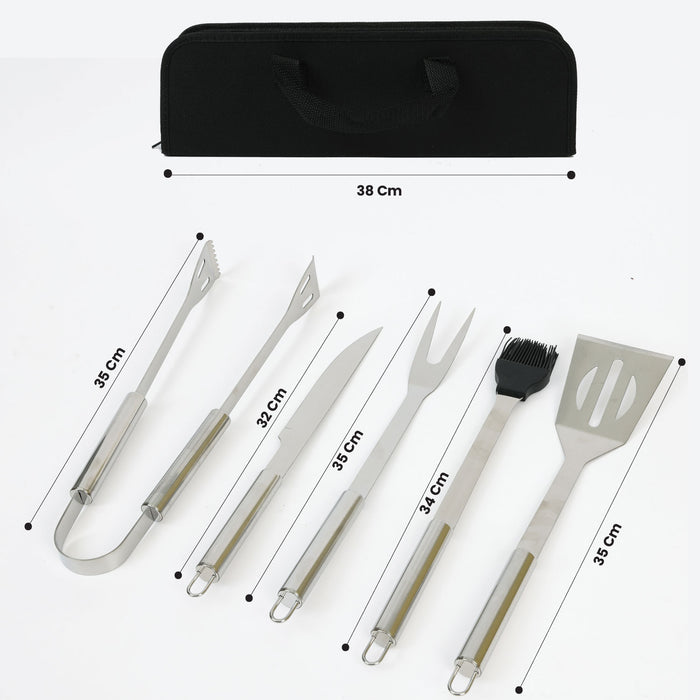 Premium Stainless Steel 5 pieces BBQ Grill Tool Set with Oxford Bag - Cotton Home
